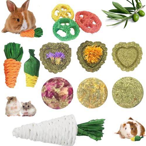 Lacrima Rabbit Chew Toys 12PCS, Bunny Toys for Rabbits, Hamster Guinea Pig Small Animal Chew Toys, Chew Treats for Rabbit Bunny Chinchilla Guinea Pig Hamster, Bunny Teeth Care