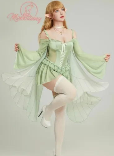 Ensemble d'elfe avec Body et Collier Assorti aux Bas