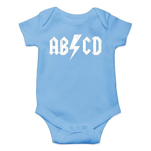 ABCD Alphabet Rock And Roll - Funny Baby Essentials Bodysuit - Baby Boy Clothes Newborn Outfits - 6 Months - Light Blue