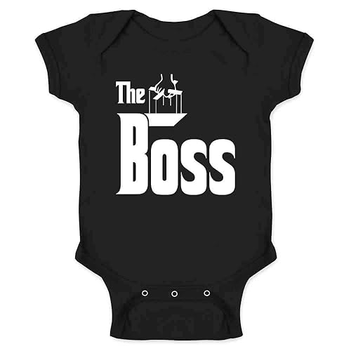 Pop Threads The Boss Logo Funny Gift Baby Toddler Kids Girl Boy T-Shirt - 6 Months - Infant | Black