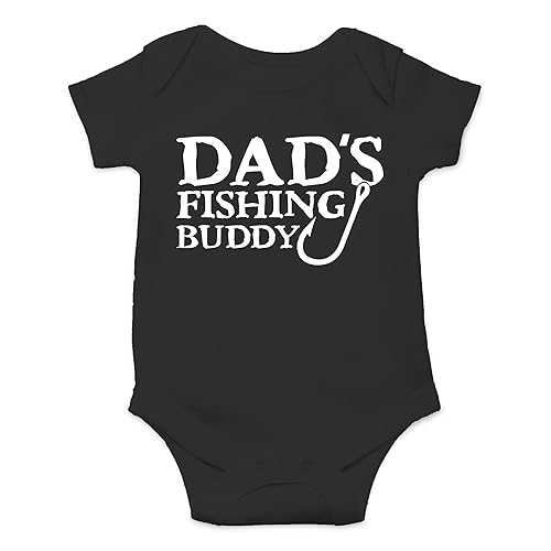 AW Fashions Dad's Fishing Buddy Baby Bodysuit Funny Adorable Romper Cute Clothing for Boys Girls Unisex - Newborn - Black