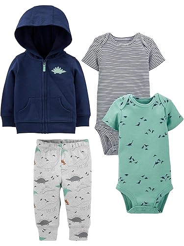 Simple Joys by Carter's Baby Boys' 4-Piece Fleece Jacket, Pant, and Bodysuit Set - 0-3 Months Brown/Grey/White