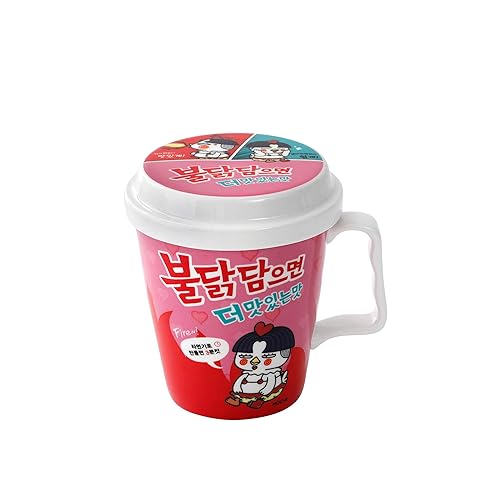 ZEN Buldak Hot Chicken Flavor(Samyang) Noodle Bowls Set w/cover (Small(pink)) - Small(pink)