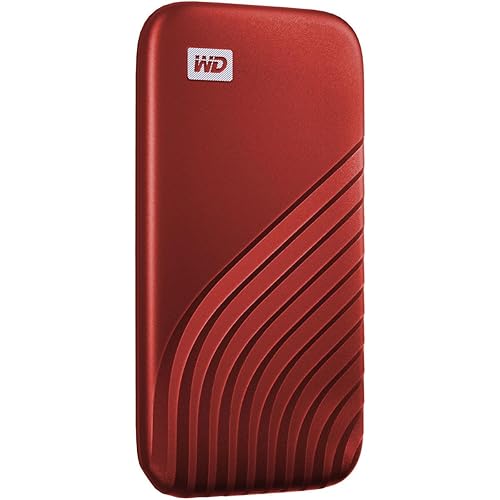 Western Digital 2TB My Passport SSD Portable External Solid State Drive, Red, Sturdy and Blazing Fast, Password Protection with Hardware Encryption - WDBAGF0020BRD-WESN - 2TB - Red
