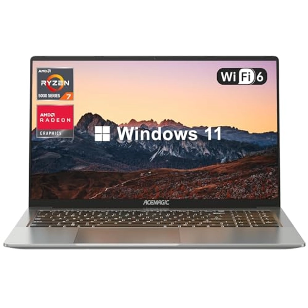 ACEMAGIC 16.1“ Gaming Laptop, AMD Ryzen 7 5700U(Beats i7-1265U) Laptop Computer with 16GB DDR4 512GB NVMe SSD, Radeon RX Vega 8 Graphics, BT5.2, USB_C, 53Wh Battery, WiFi 6, Backlit KB