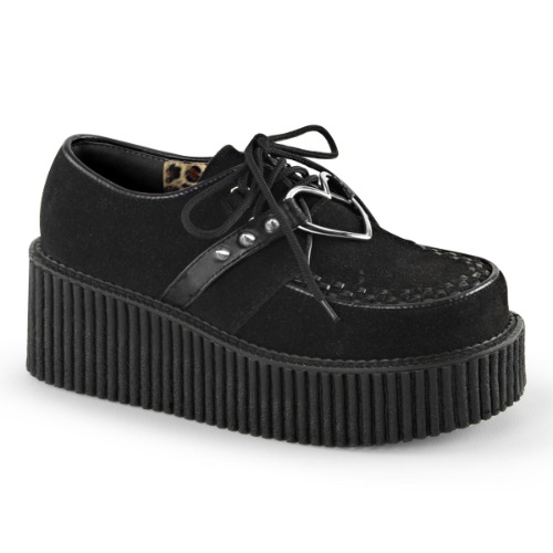 Creeper-206 | Black Vegan Suede-Vegan Leather / 9