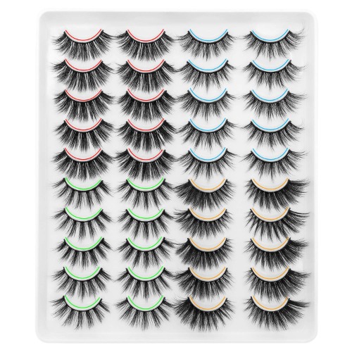 DYSILK 20 Paare 6D Falsche Wimpern Dramatische Wiederverwendbar Handgemacht Dicke Wimpern Natürlich Lange Künstliche Make-up-Wimpern 4 Arten Gemischt - 20 Paar (1er Pack) 2044
