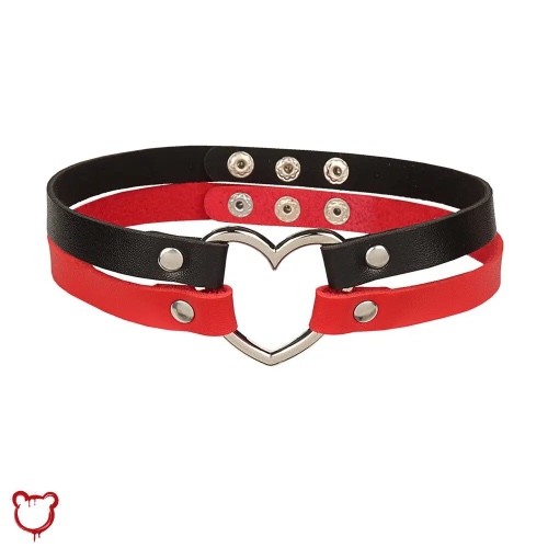 5 Variations of Goth Choker - Red black heart