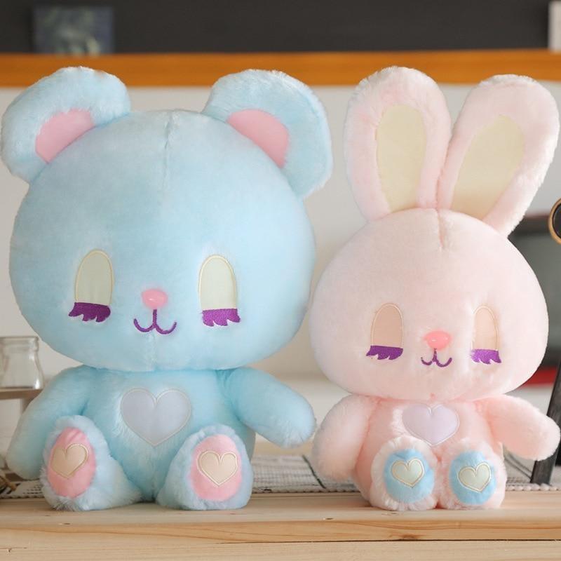 Pastel Bunny & Bear Plushies - Set of Both