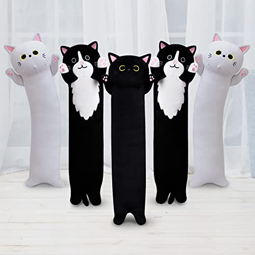 MUFEIRUO Long Cat Plush Long Cat Stuffed Animals, 40.5" Cute Long Cat Body Pillow Soft Long Cat Plushie, Black Cat Plush Long Cat Pillow Kawaii Stuffed Cat Toys for Kids Birthday Valentines Day Gifts - Black - 110cm