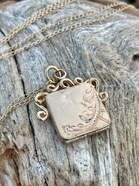 Antique Victorian gold filled square locket
