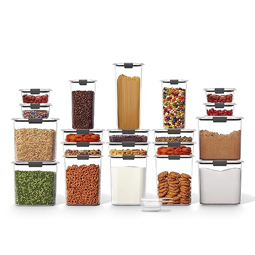 Rubbermaid Brilliance, BPA-Free, Airtight Food Storage Containers with Lids, Set of 20 with Scoops, Perfect for Kitchen and Pantry Organization - Set of 20 Assorted Containers