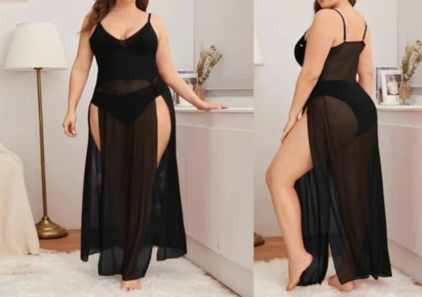 Equal Love Plus Split Thigh Slips With Panty Lingerie | Etsy