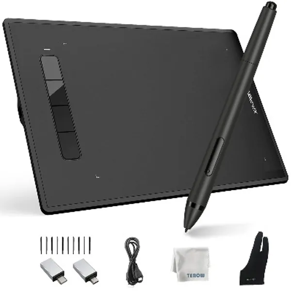 XP-PEN Star G960S Plus Graphic Tablet 9x6 inch Drawing Tablet for PC Tablet Mobile Phones with Battery-Free Tilt Support PH2 Stylus Digital Eraser (4 Shortcut Keys)