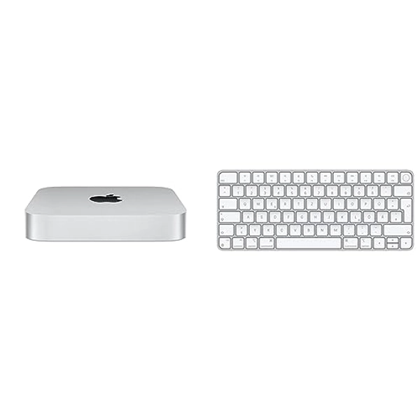 Apple 2023 Mac Mini M2 Chip mit 8‑Core CPU und 10‑Core GPU, 8GB Gemeinsamer Arbeitsspeicher, 256 GB SSD Speicher + Apple Magic Keyboard mit Touch ID (für Mac Chip) - Deutsch + Apple Magic Mouse