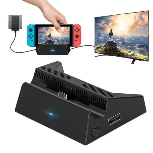 RuntoGOL TV Dock for Switch/Switch OLED with 4K HDMI & USB 3.0 Ports,Replacement for Official Switch Docking Station (Not Included Power Adapter) - Black