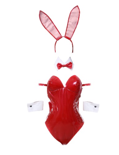 Vibsion Bunny Costume Women Bunny Girl Senpai Cosplay Anime One Piece Bodysuit - Medium Red