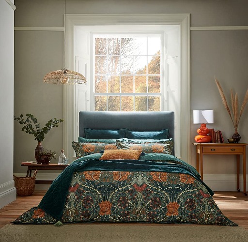 HONEYSUCKLE & TULIP DUVET COVER D/B MULBERRY & TEAL
