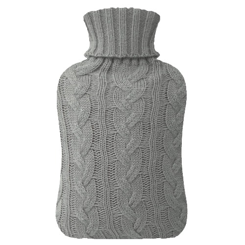 Samply Hot Water Bottle with Knitted Cover, 1.8L Hot Water Bag for Hot and Cold Compress, Hand Feet Warmer, Neck and Shoulder Pain Relief, Gray