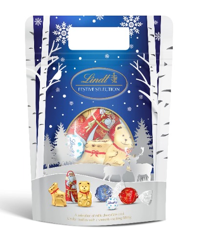 Lindt Festive Milk Chocolate Christmas Assortment Pouch, 400g