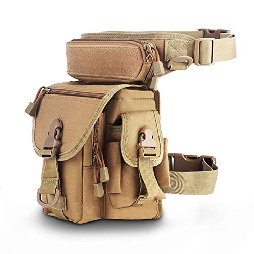 Gexgune 1000D Outdoor Tactical Drop Leg Bag Pouch Military Waist Belt Pack Thigh Packs Tool Bags for Motorcycle Bike Cycling Hiking - Khaki