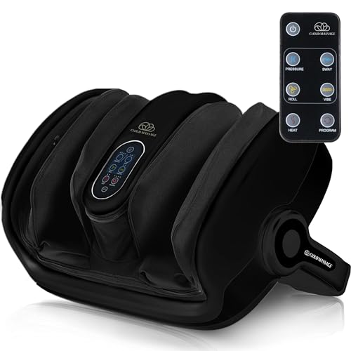 Cloud Massage Shiatsu Foot Massager for Circulation and Pain Relief - Foot Massager Machine for Relaxation, Plantar Fasciitis Relief, Neuropathy, Heat Therapy - FSA/HSA Eligible (Black - with Remote) - Black - With Remote