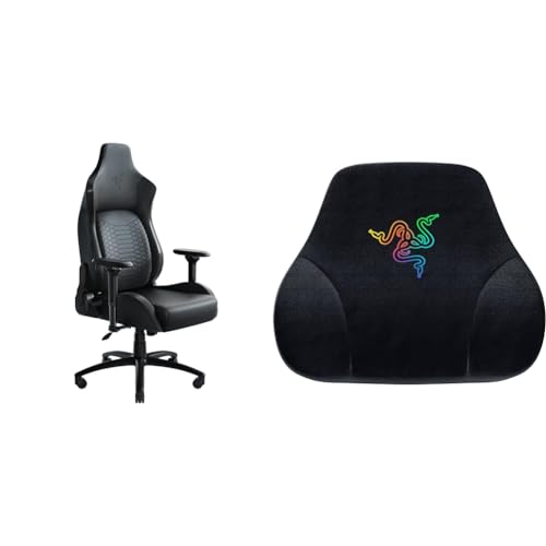 Razer Iskur XL Gaming Chair: Ergonomic Lumbar Support System & Head Cushion Chroma Neck & Head Support for Gaming Chairs - Black - Chair + Head Support