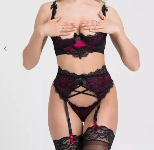 Lovehoney Boudoir Belle Cherry Quarter Cup Bra Set