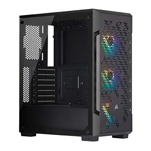 Corsair iCUE 220T RGB AIRFLOW Tempered Glass Mid-Tower Smart ATX Case - High Airflow - Three Included SP120 RGB PRO Fans - Black - Black - Case