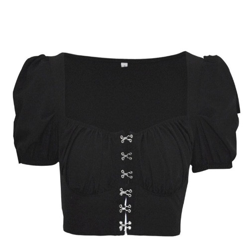 'Candle in the Light' Black Alt Goth Top - BLACK / S