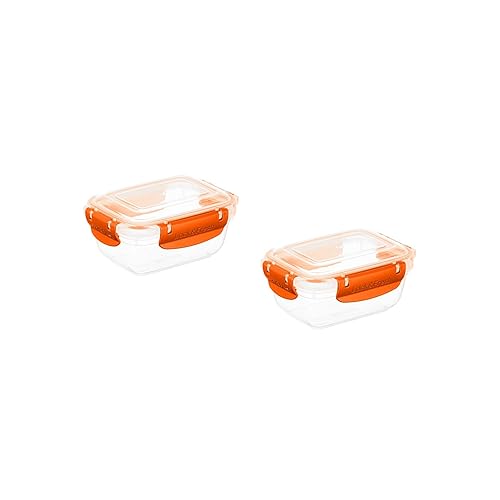 Superio Plastic Food Storage Containers with Airtight Lids, 2 Pack- 13 Oz, BPA Free, Leakproof, Stackable, Microwave, Dishwasher, Freezer Safe, Orange - Orange