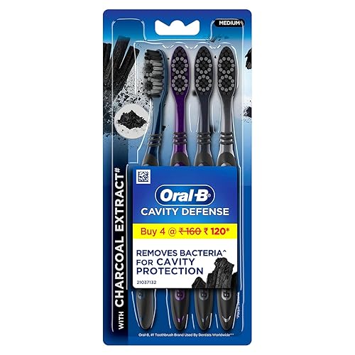 Oral B Cavity Defense 123 Black Toothbrush � Medium (Pack of 4) - Black - 4 Count (Pack of 1)