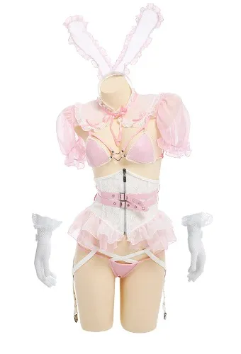 Pink Bunny Lingerie Ruffled Garter Tulle