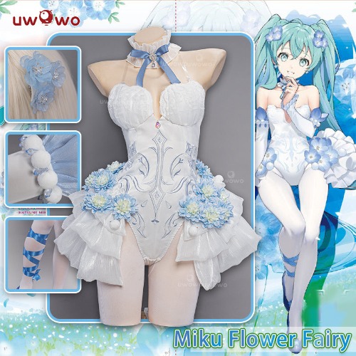 Uwowo Vocaloid Hatsune Miku: Flower Fairy Nemophilia Ver. White Dress Figure Ver. Cosplay Costume | 【Pre-sale】3XL