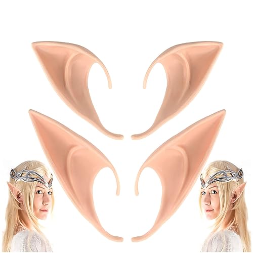 CEDAR BRIGHT Cosplay Fairy Pixie Elf Ears - Party Dress Up Costume Masquerade Accessories for Halloween Christmas(2 Pairs) - 2 Pairs