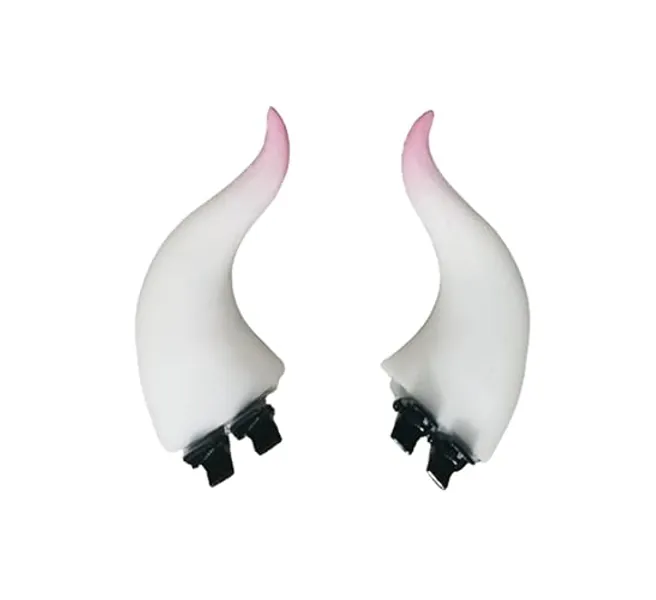 Dark Gothic Devil Horns Ghost Hairpin Edge Hair clips Skull Butterfly Bat Ear Costume Halloween Cartoon Hair Accessories (white Devil Horns clips) - white Devil Horns clips cow