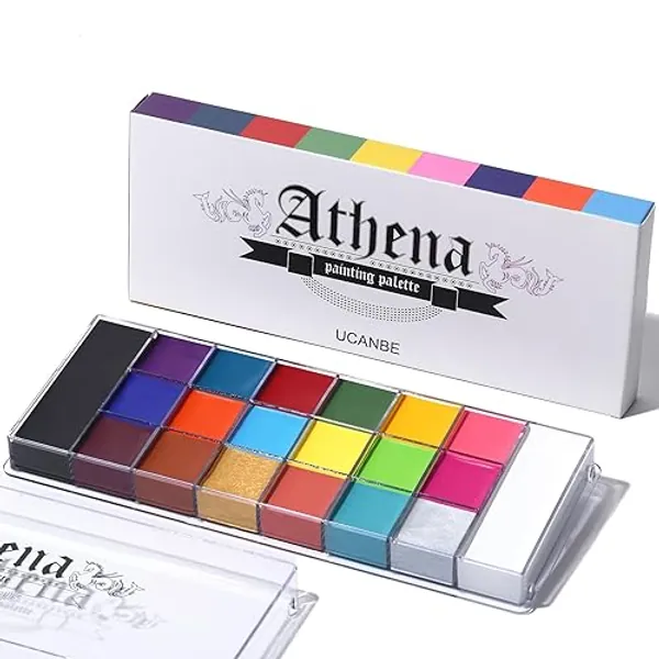 UCANBE Athena Face Body Paint Oil Palette, Professional Flash Non Toxic Safe Tattoo Halloween FX Party Artist Fancy Makeup Painting Kit For Kids and Adult - Athena Painting Palette