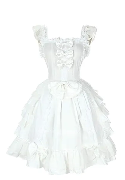 Smiling Angel Girls Sweet Lolita Dress Princess Lace Court Skirts Cosplay Costumes - White - XX-Large