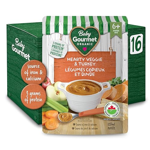 Baby Gourmet Organic Meals - Hearty Veggie & Turkey - Non-GMO, BPA-Free, No Added Sugar Or Salt, No Fillers Or Thickeners, 128ml - 16 Pack - Hearty Veggie