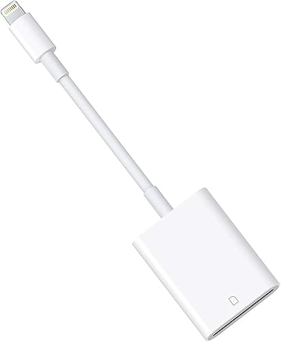 [Apple MFi Certified] iPhone SD Card Reader, Lightning Kartenleser Kamera Kartenlesegerät Adapter, Speicherkartenleser Kartenadapter für Fotografie iPhone 8/14/13/12/11/X - white
