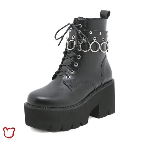 'Black Goth Ankle Boots' - black / 40