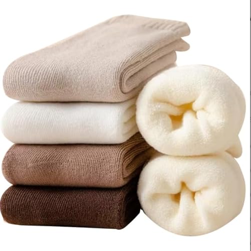ZFKSBEDL Warm wool women's tube socks, 6 pairs of women's winter socks hiking mountain comfort, thickened deodorant breathable home socks