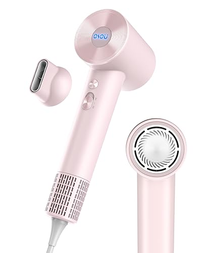 OSOU Negative Ionic Hair Dryer, 1200W Fast Drying Blow Dryer 110, 000 RPM High-Speed Lightweight Travel Hairdryer, Low Noise Home Hair Dryer with 360° Rotating Nozzle (Pink) - Baby Pink