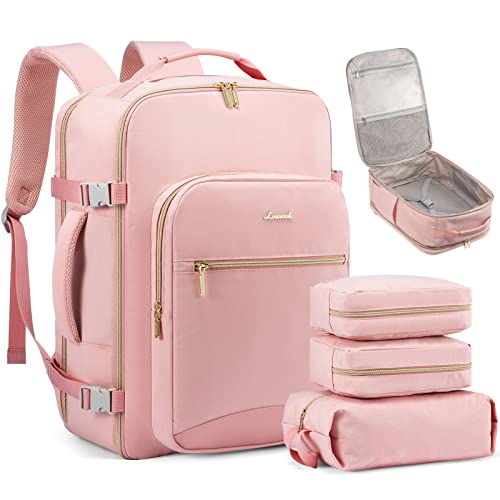 LOVEVOOK Travel Backpack for Women Men as Personal Item Flight Approved, 40L Luggage Carry on Ba - Pink-l - 40L