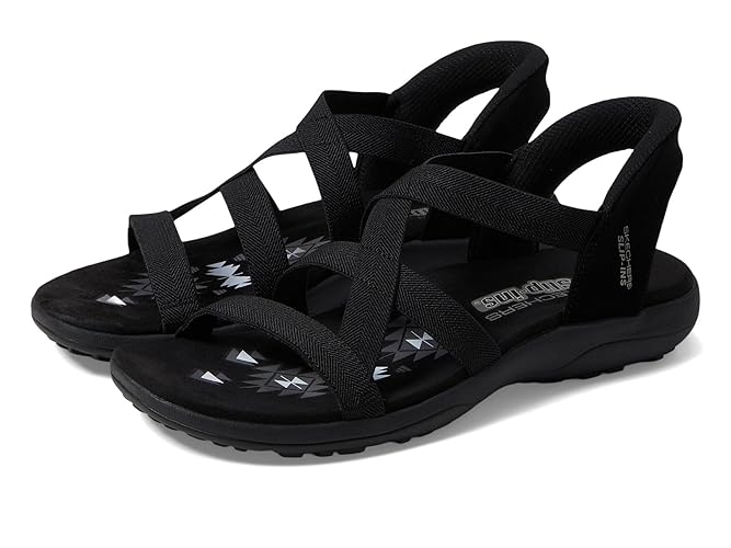 Skechers womens Reggae Slim - Stretch Flex Hands Free Slip-ins Sandal - 9 - Black/Black