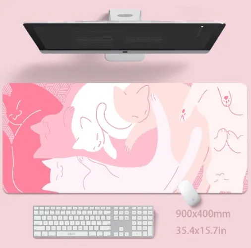Pink Cats Large Mousepad