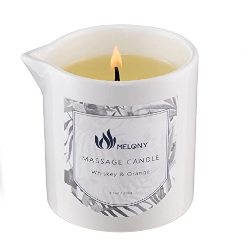 MELONY Massage Candle | Elevate Your Home Spa with Our Luxurious Body Oil Candle | 8.1oz (Whiskey & Orange) - Whiskey & Orange