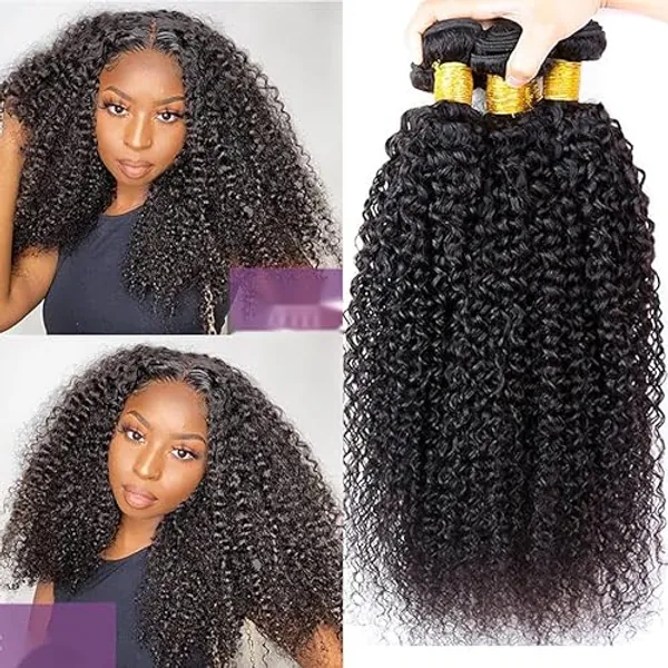 Brazilian Kinky Curly Hair Bundles Luxurious Afro Curly Hair Bundles In Natural Black Color Versatile 20 22 24 Inch 100% Unprocessed Virgin Hair Extensions For Women Total 3 Pcs