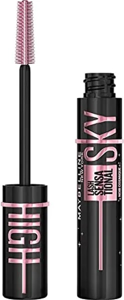2 x Maybelline New York Lash Sensational Sky High Mascara, Volumising & Lengthening Mascara, Washable Flake-Free Formula Infused with Bamboo Extract & Fibres, 7 ml, Shade: Cosmic Black