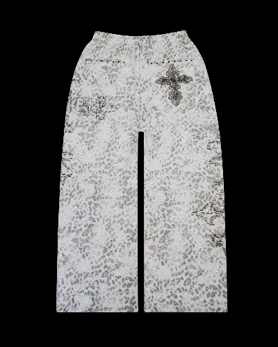 FERAL STUDDED OVERSIZED SWEATPANTS SNOW LEOPARD | S